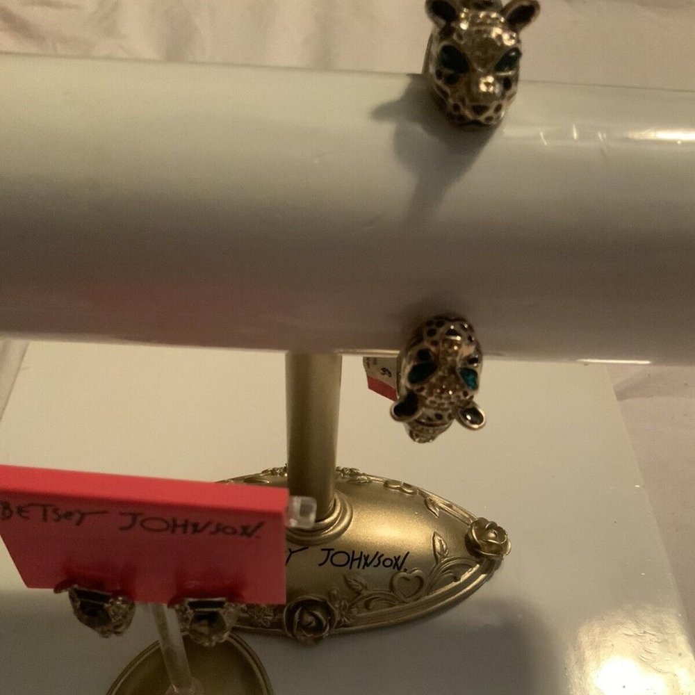 Betsey Johnson Leopard Cuff Bracelet Earrings Ocelot Cheetah Wonder Woman Set